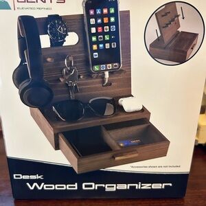 NIB Wood Desk Organizer with Drawer